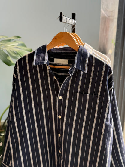 The Textured Drop - Navy Blue Stripe