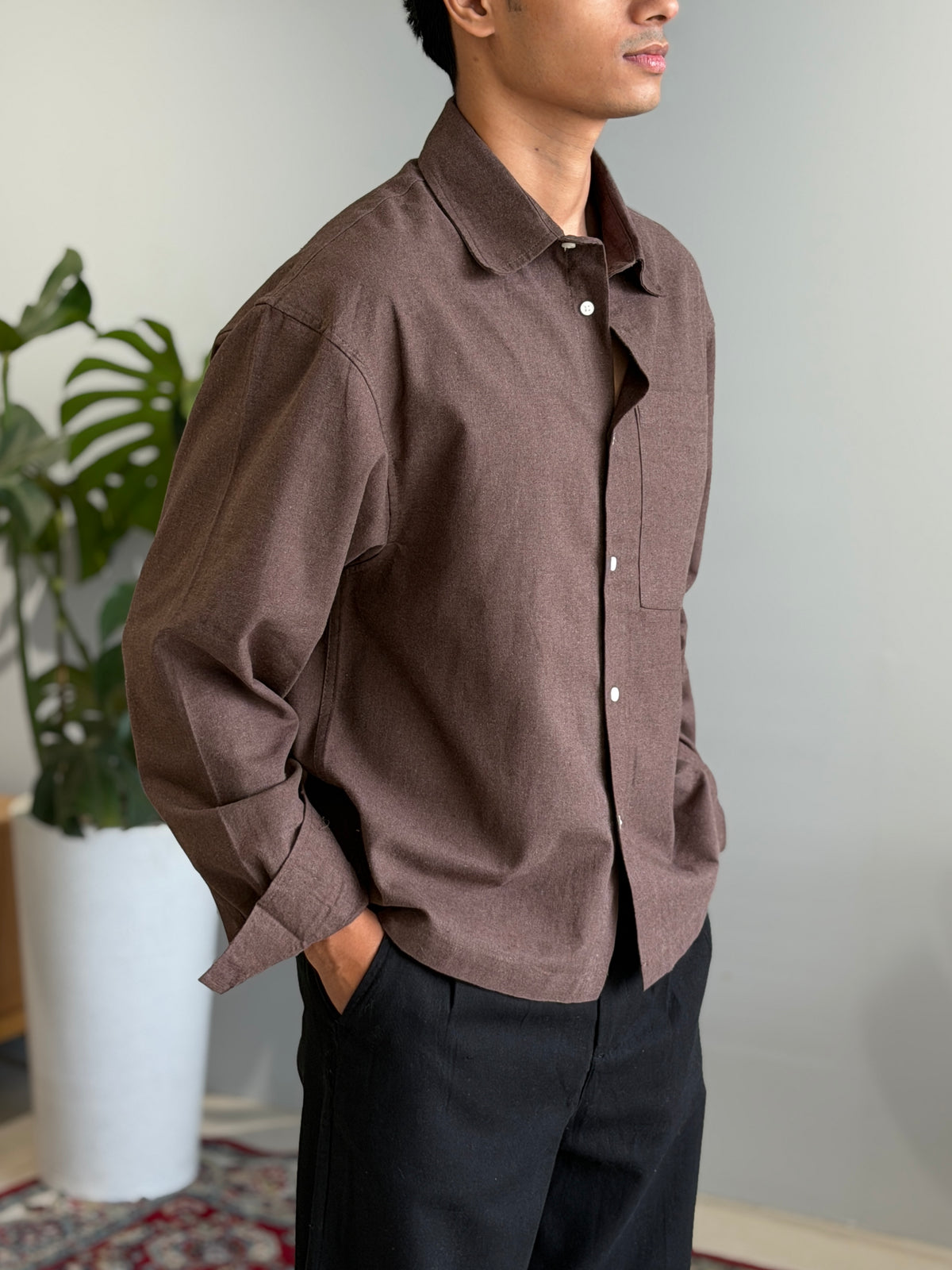 Aajkaal Flannel Shacket  - Vintage Mocha