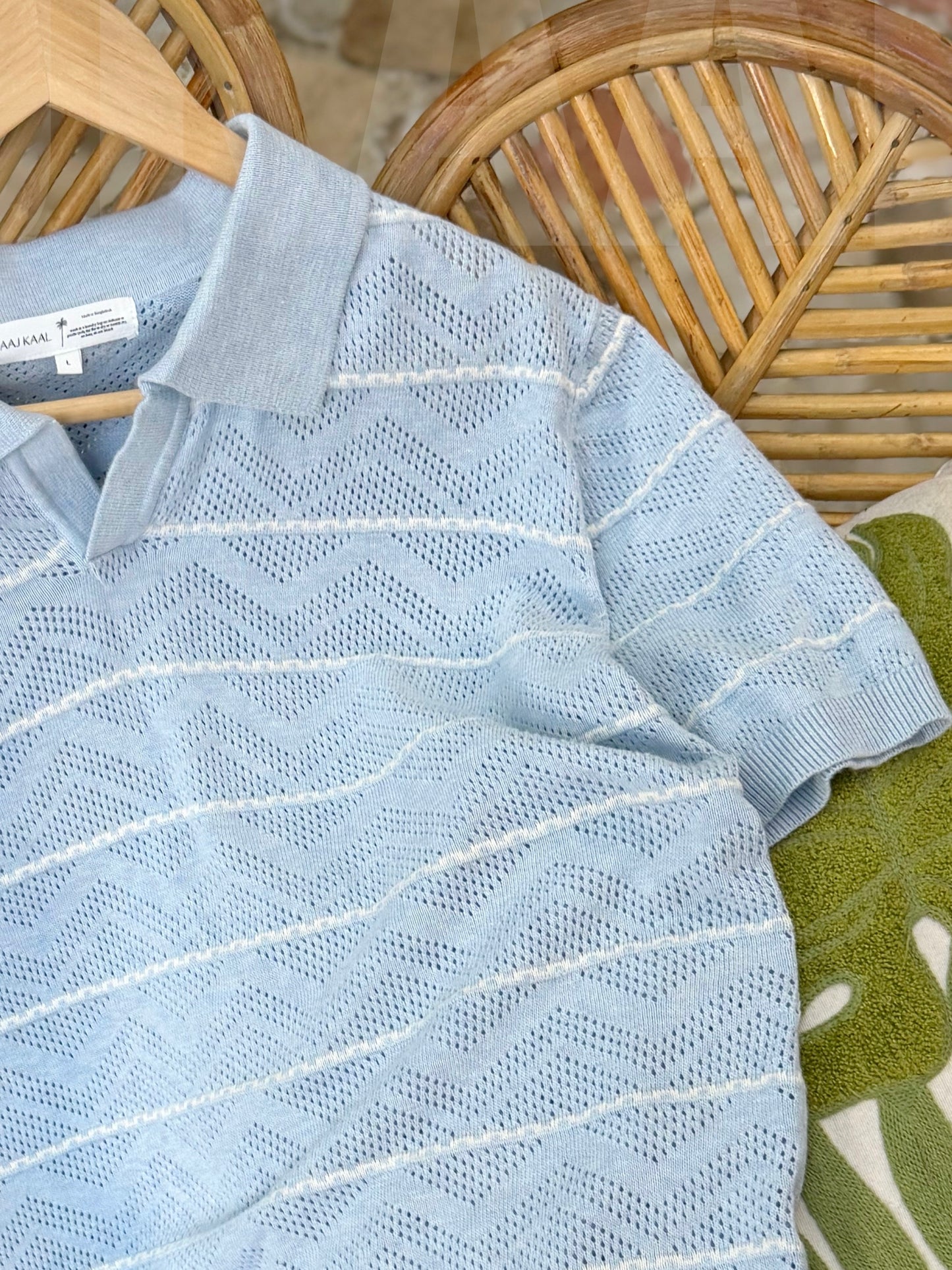 Baby Blue Zigzag Knitted Polo