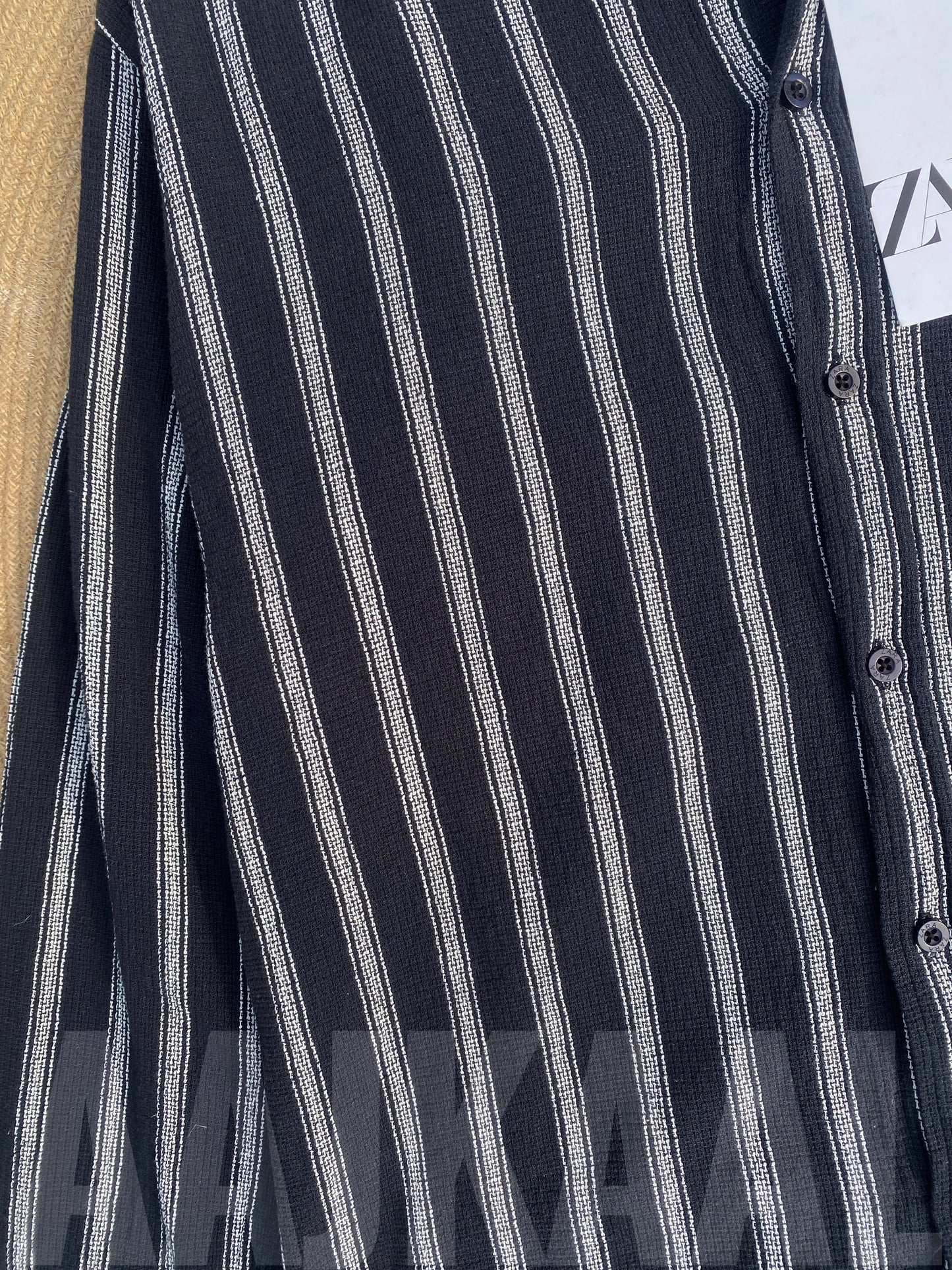 Textured Black Stripe Full Sleeve Shirt