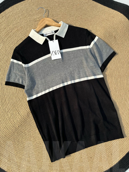 Black Minimul Knitted Polo