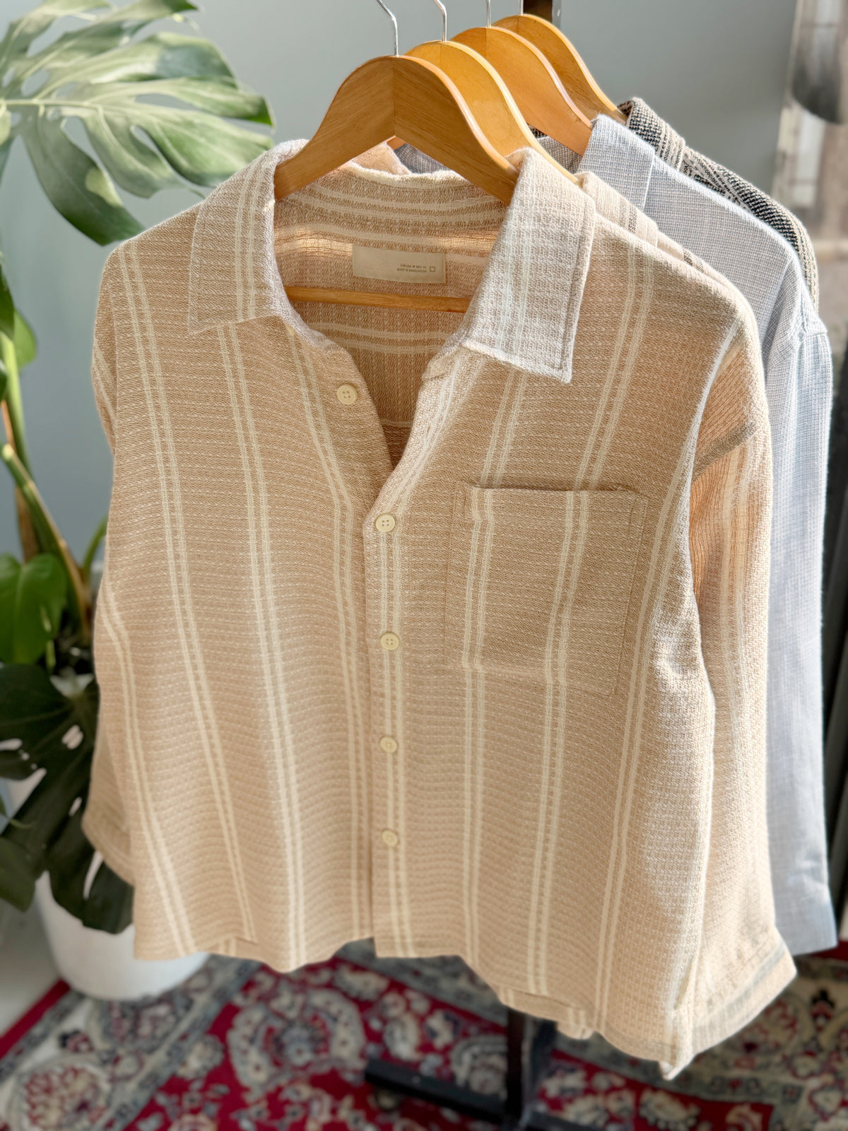 The Textured Drop - Beige Stripe