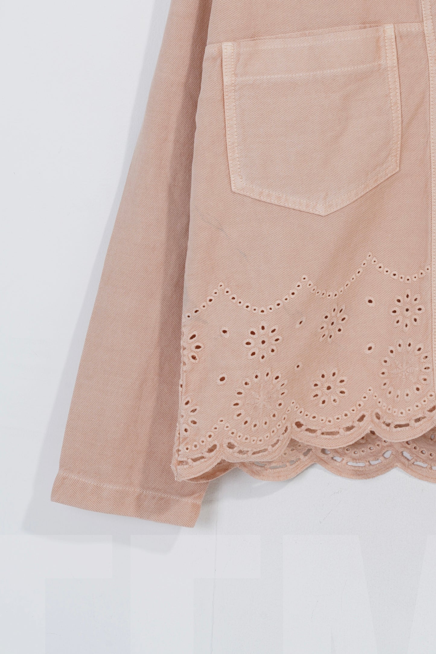 Femme Pink Denim Embroidered Shacket.