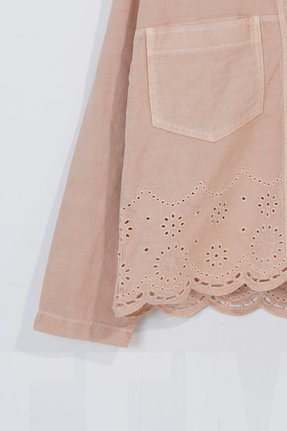 Femme Pink Denim Embroidered Shacket.