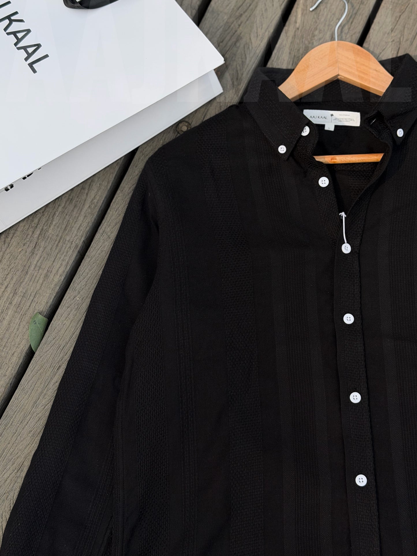 Textured Black Full Sleeve Shirt