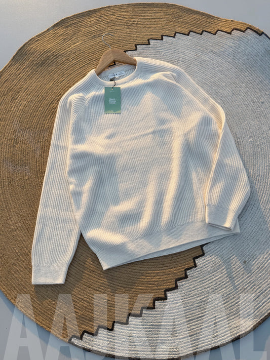 Aajkaal Moon White Signature Knitted Sweatshirt