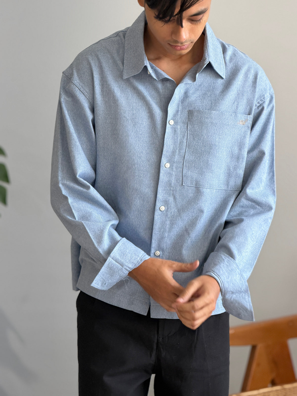 Aajkaal Flannel Shacket  - Frosted Sky Blue