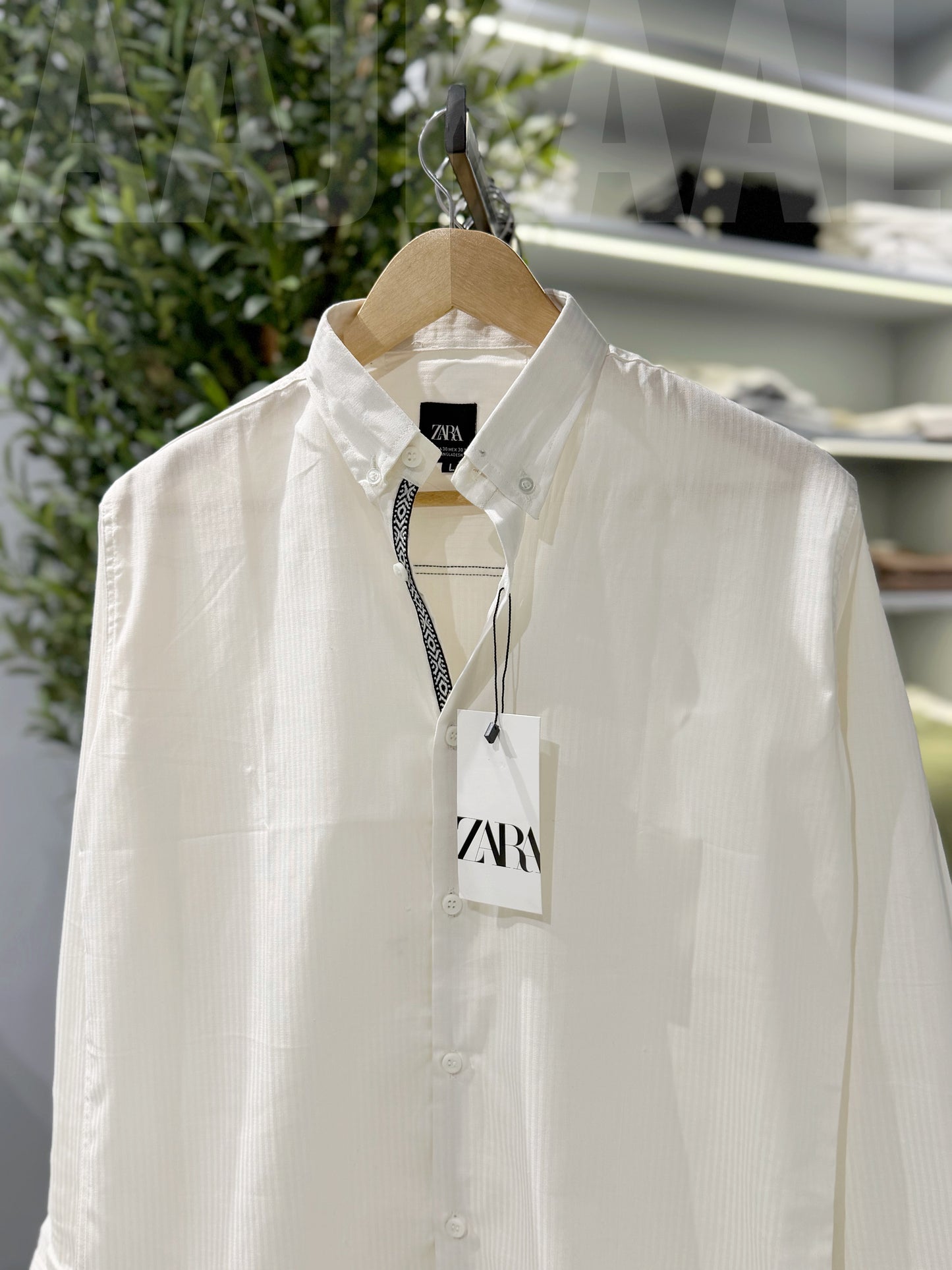 Classic White Collar Stripe Full Sleeve Shirt