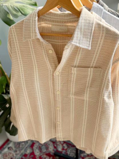 The Textured Drop - Beige Stripe