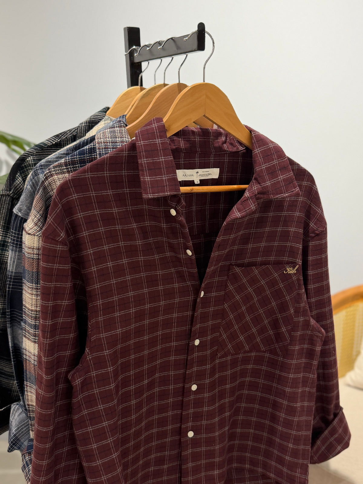 Aajkaal Flannel Shacket  - Maroon Check