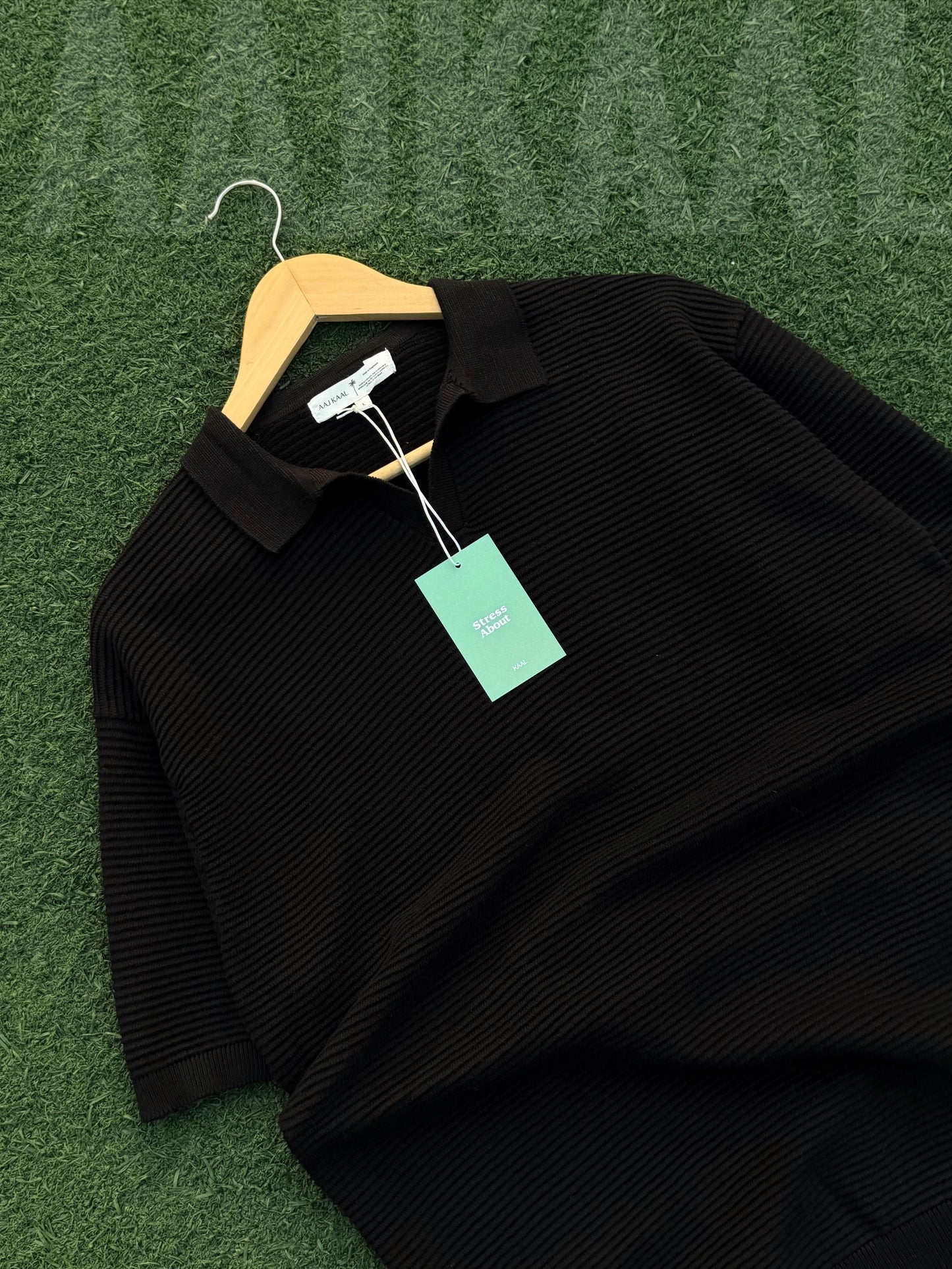 Aajkaal Black Signature Knitted Polo