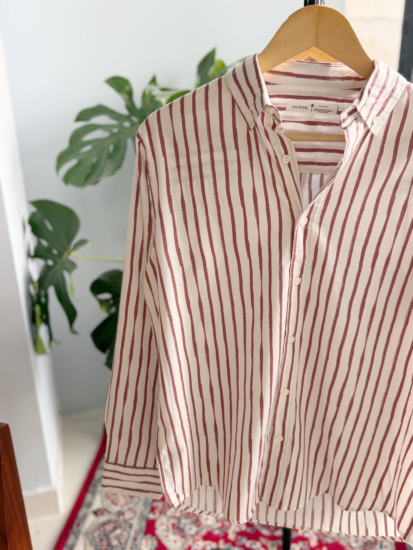 The Finesse Shirt - Rosewood Stripe