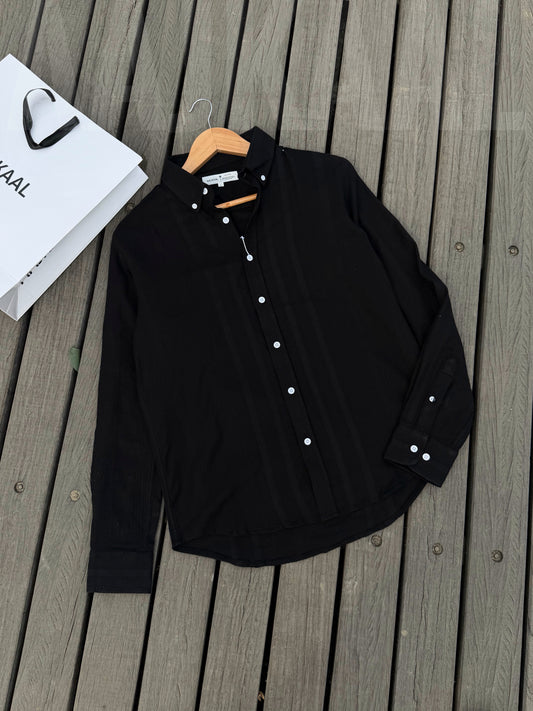 Textured Black Full Sleeve Shirt