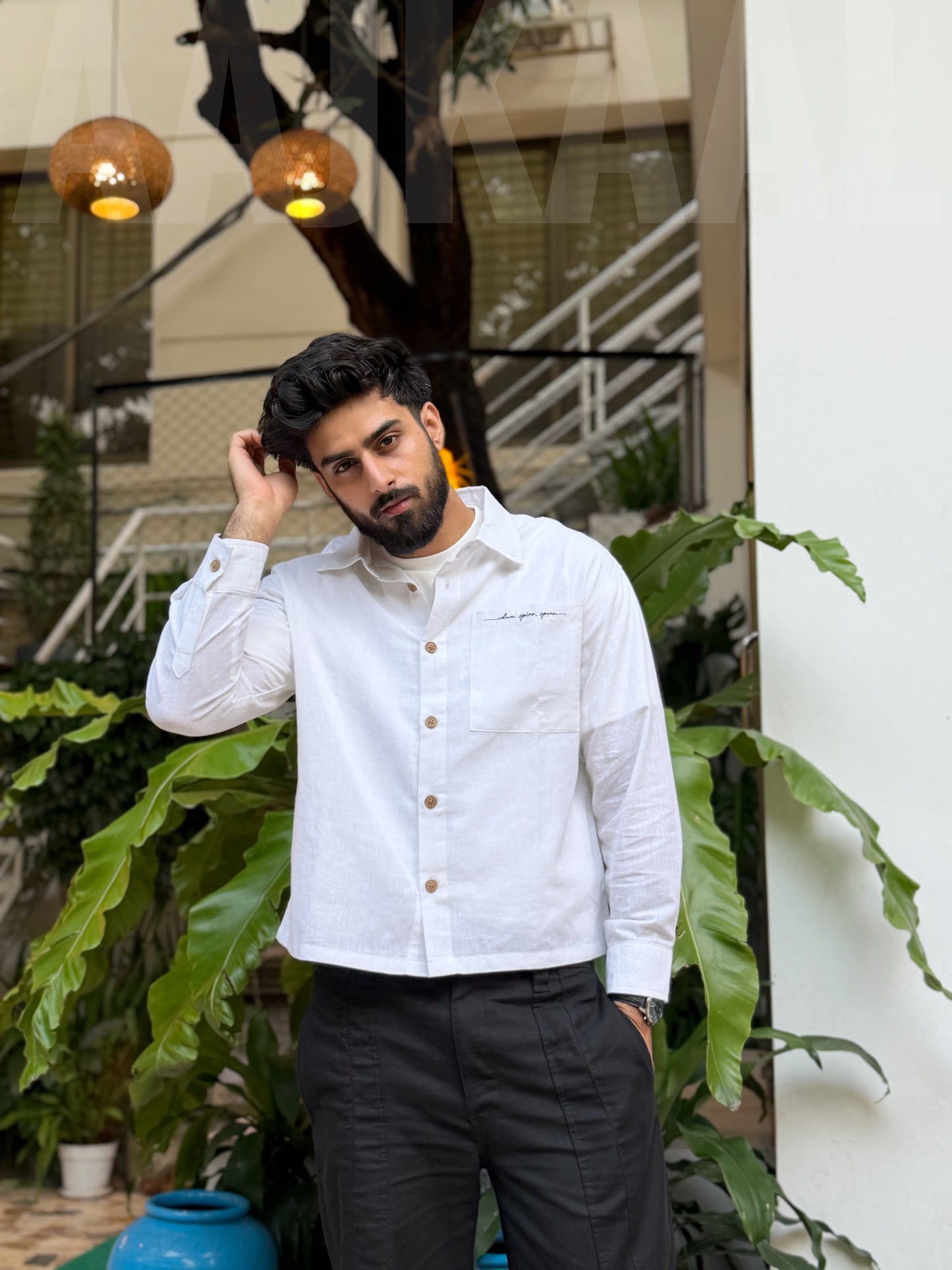 Aajkaal White Embroidery Boxy Shirt