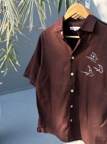 Aajkaal Baggy Half Sleeve Shirt - Coffee