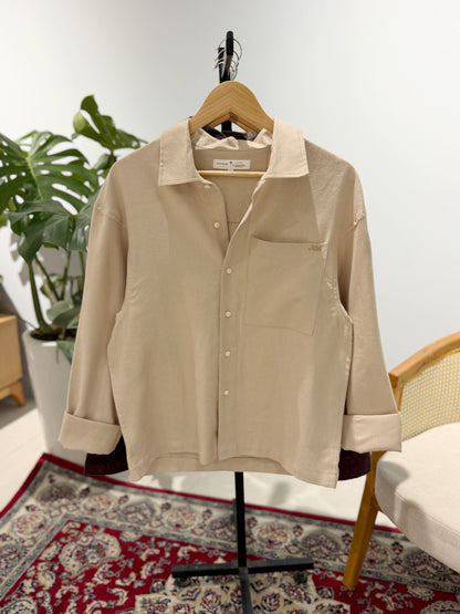 Aajkaal Flannel Shacket  - Natural Beige
