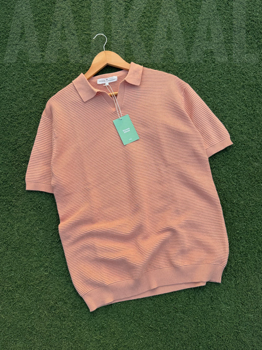 Aajkaal Peach Signature Knitted Polo