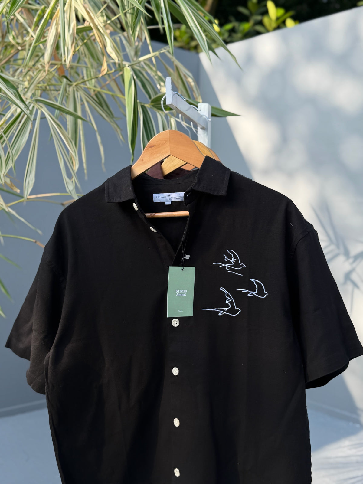 Aajkaal Baggy Half Sleeve Shirt - Black