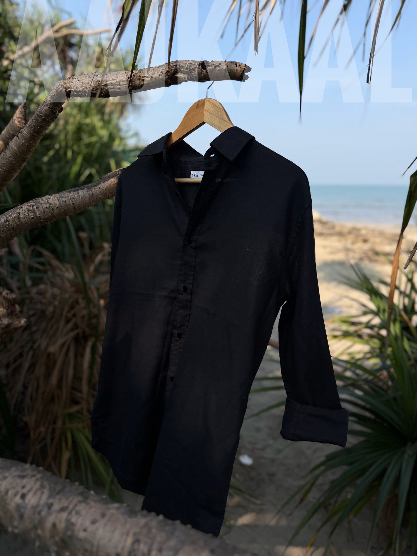 Black Soft Linen Full Sleeve Shirt