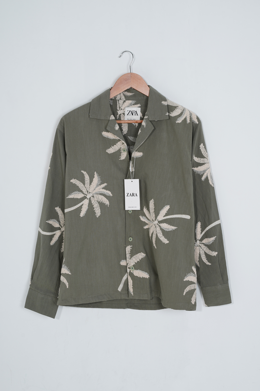 Olive Oversized Full Sleeve Shirt