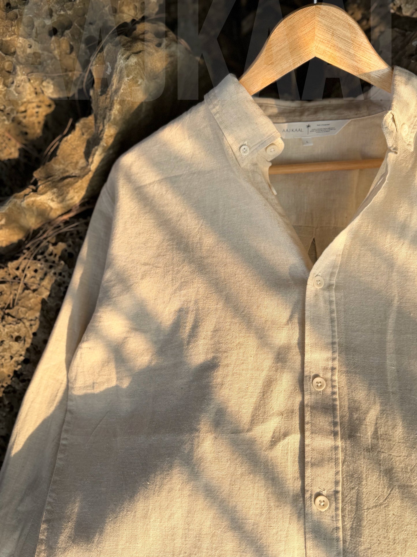 Soft Linen Desert Sand Full Sleeve Shirt