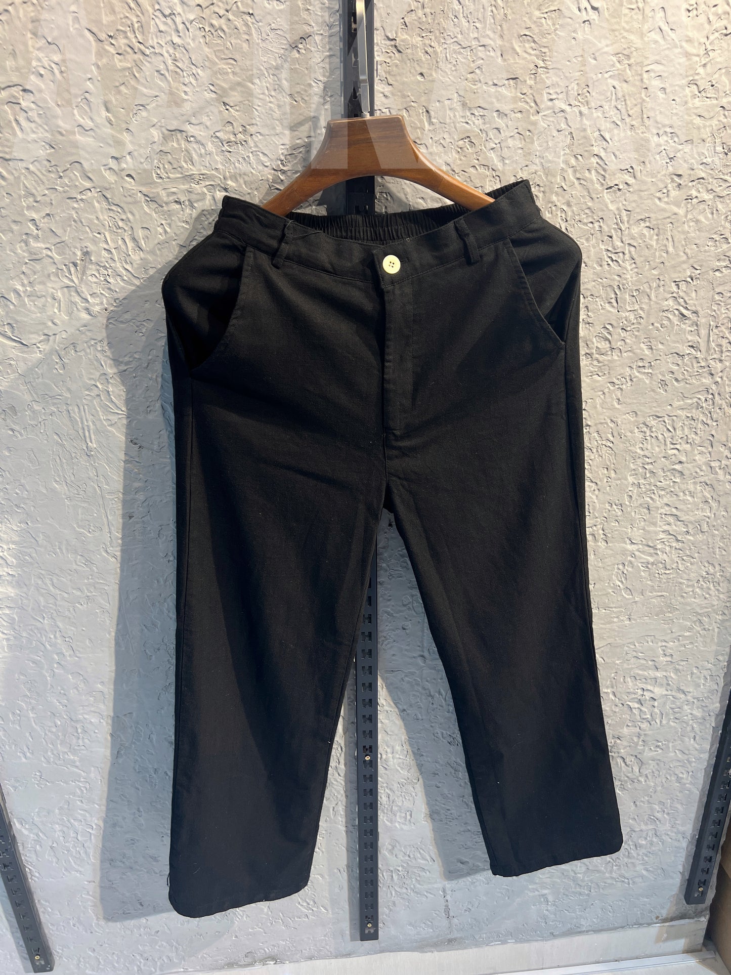 Black Linen Baggy Pant