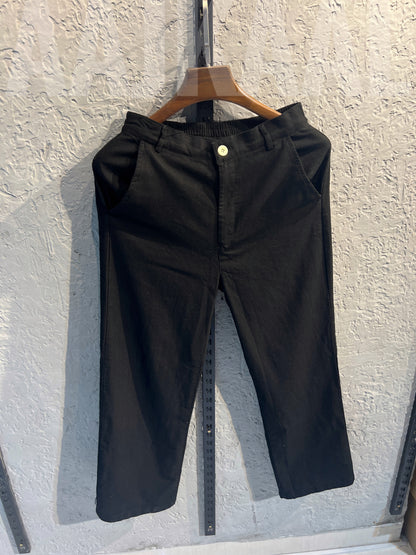 Black Linen Baggy Pant