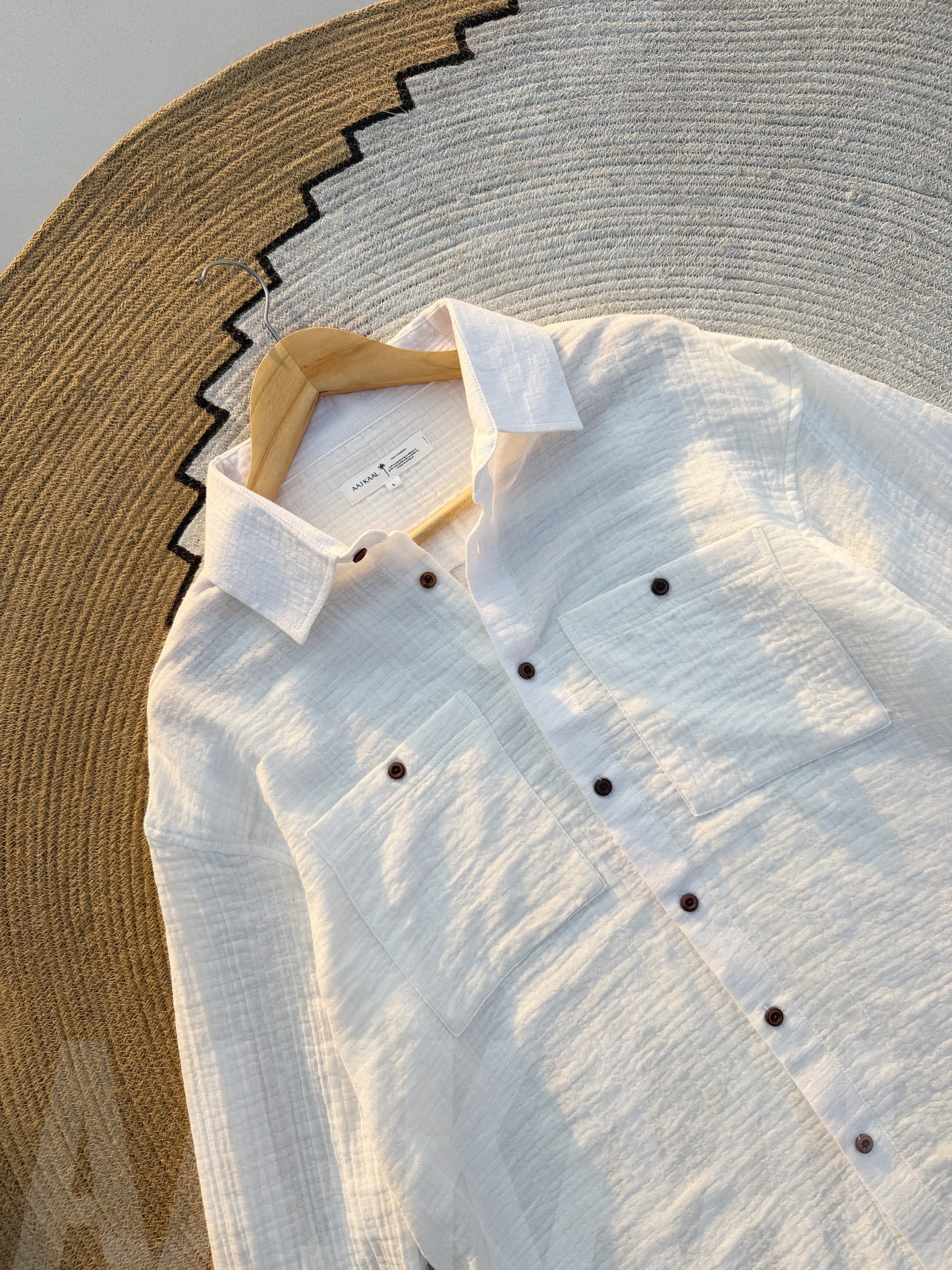 White Double Gauze Full Sleeve Shirt