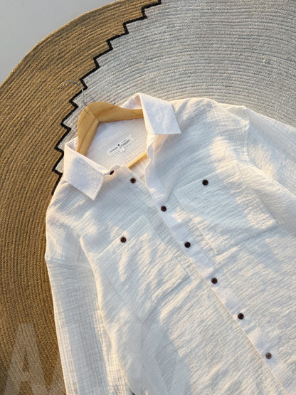 White Double Gauze Full Sleeve Shirt