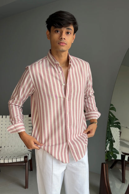 The Finesse Shirt - Peach Stripe
