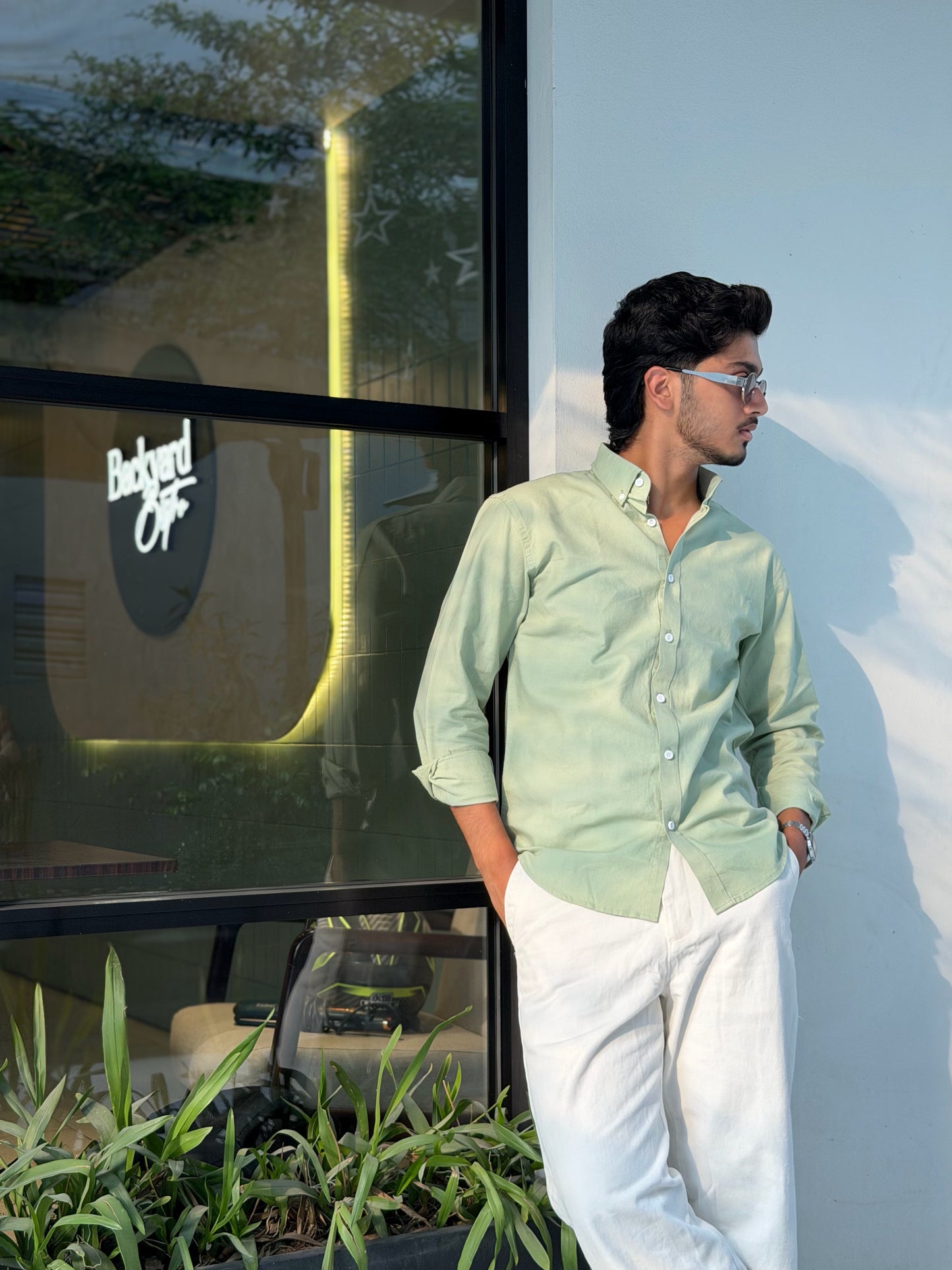 Oxford Mint Olive Full Sleeve Shirt