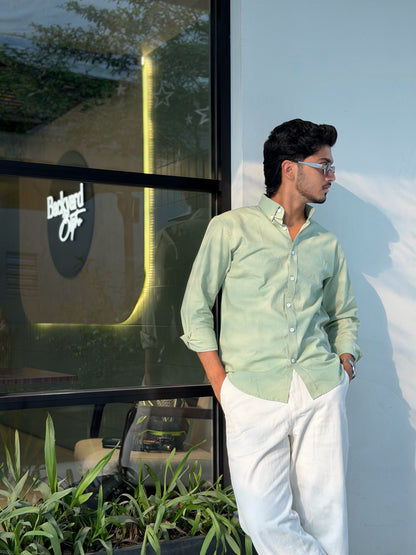 Oxford Mint Olive Full Sleeve Shirt