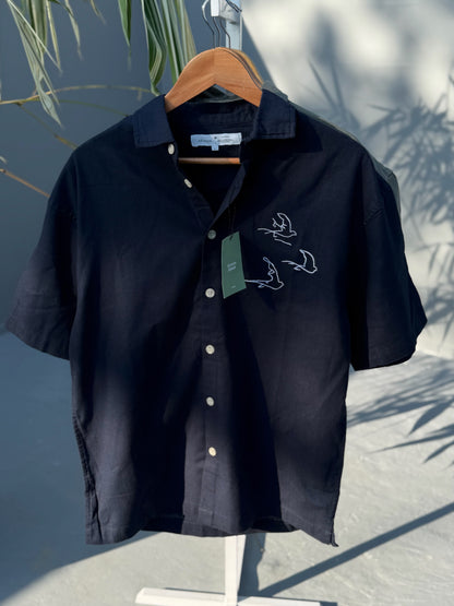 Aajkaal Baggy Half Sleeve Shirt - Navy Blue