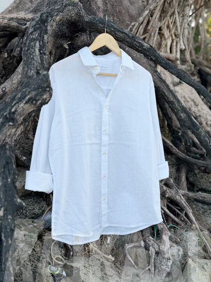 Cloud White Soft Linen Full Sleeve Shirt