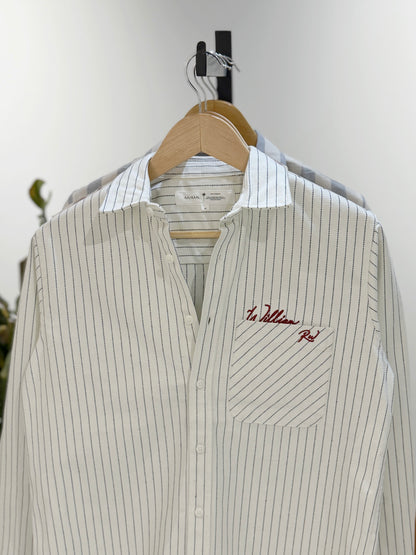 The William RW Shirt  -  Pearl White Stripe.