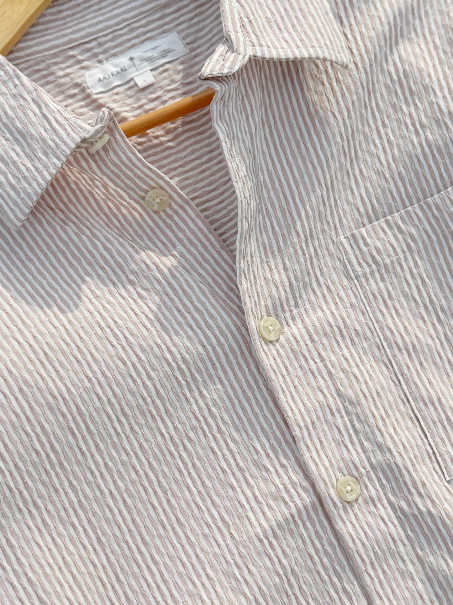Textured Blush Pink Boxy Full Sleeve Shirt