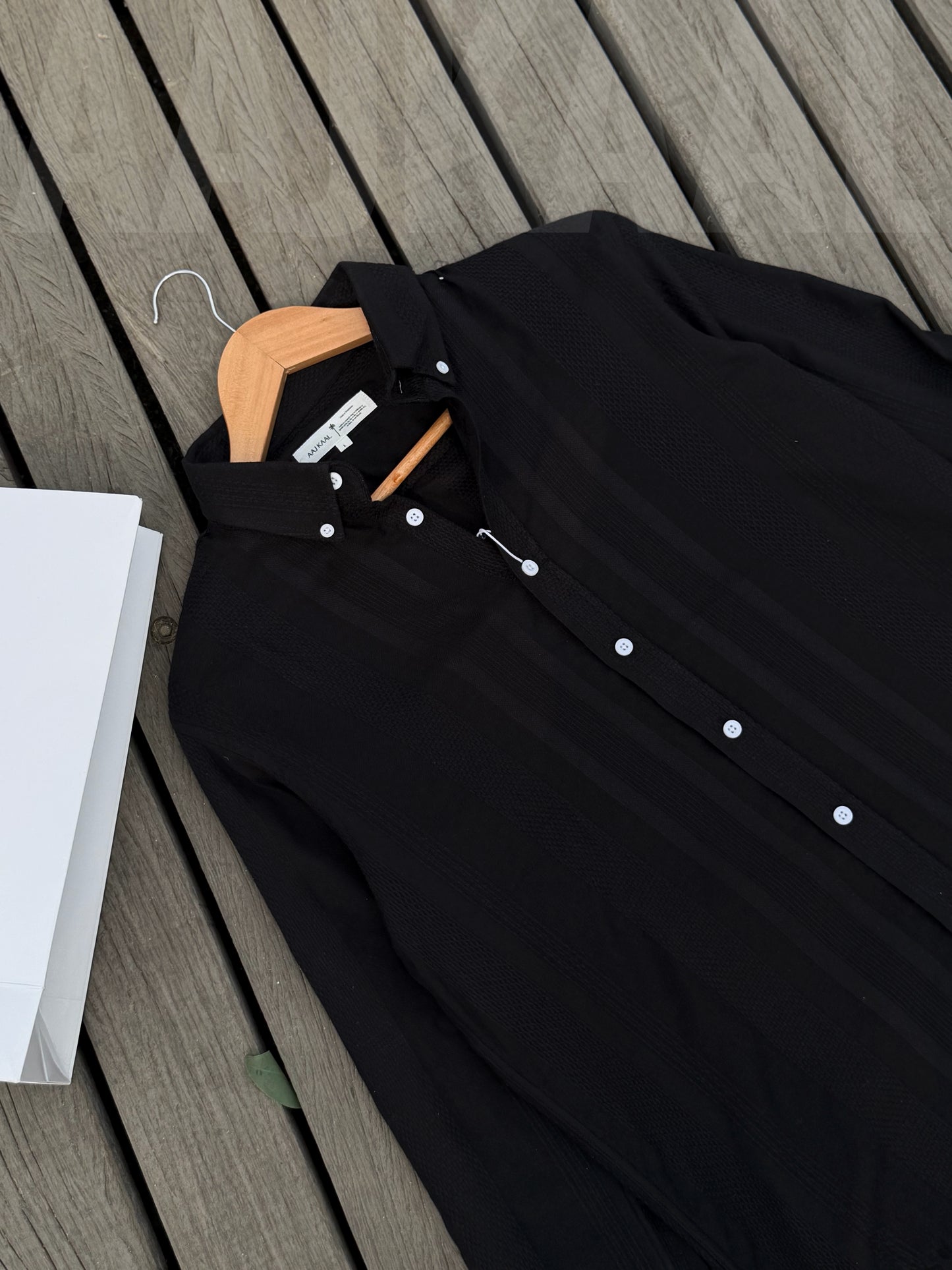 Textured Black Full Sleeve Shirt