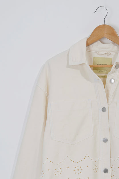 Femme Off-white Denim Embroidered Shacket.