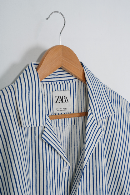Blue Stripe Oversized Full Sleeve Shirt
