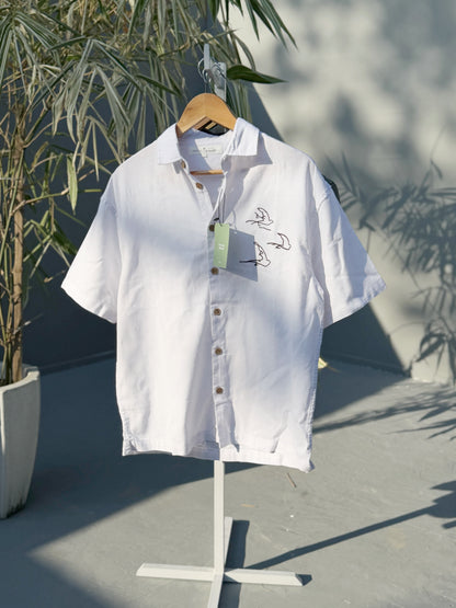 Aajkaal Baggy Half Sleeve Shirt - White