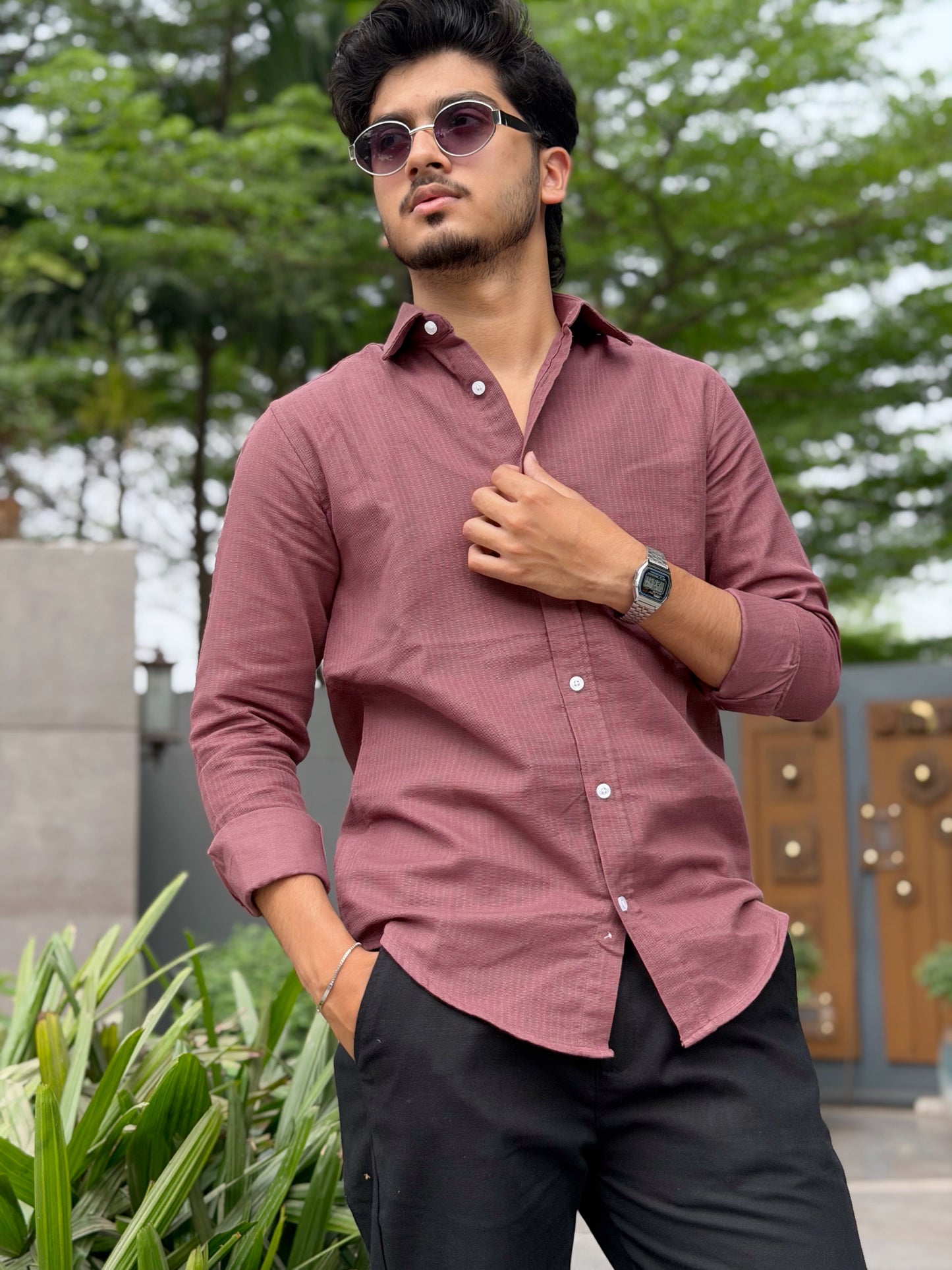 Fancy Dusty Rose Full Sleeve Shirt