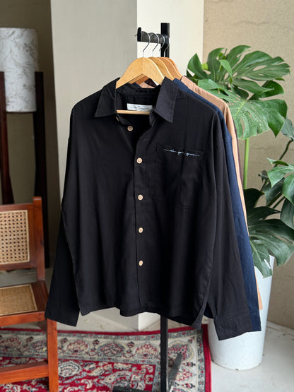 Aajkaal Black Embroidery Boxy Shirt