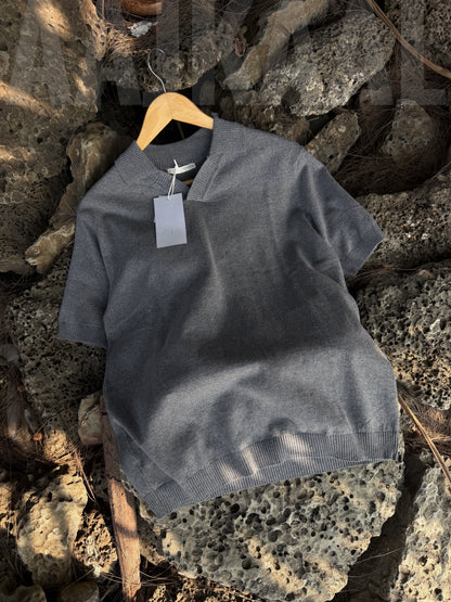 Aajkaal Dark Grey Everyday Knitted Polo