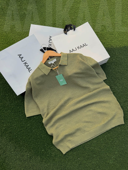 Aajkaal Olive Signature Knitted Polo