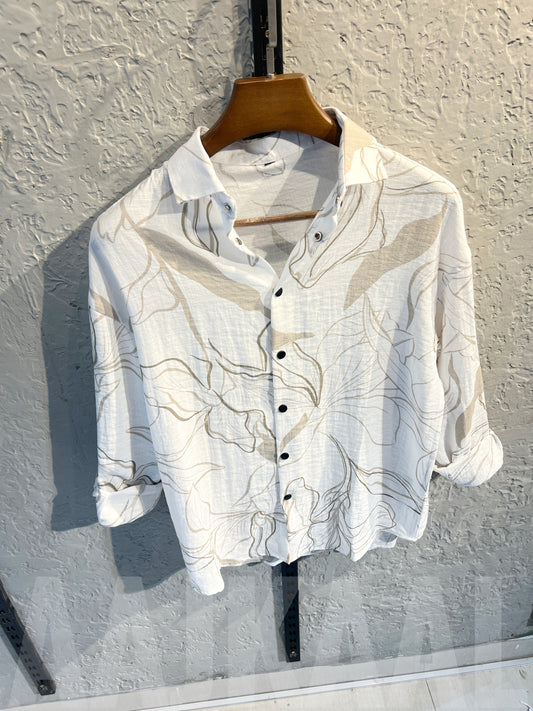 Printed White Full Sleeve Shirt