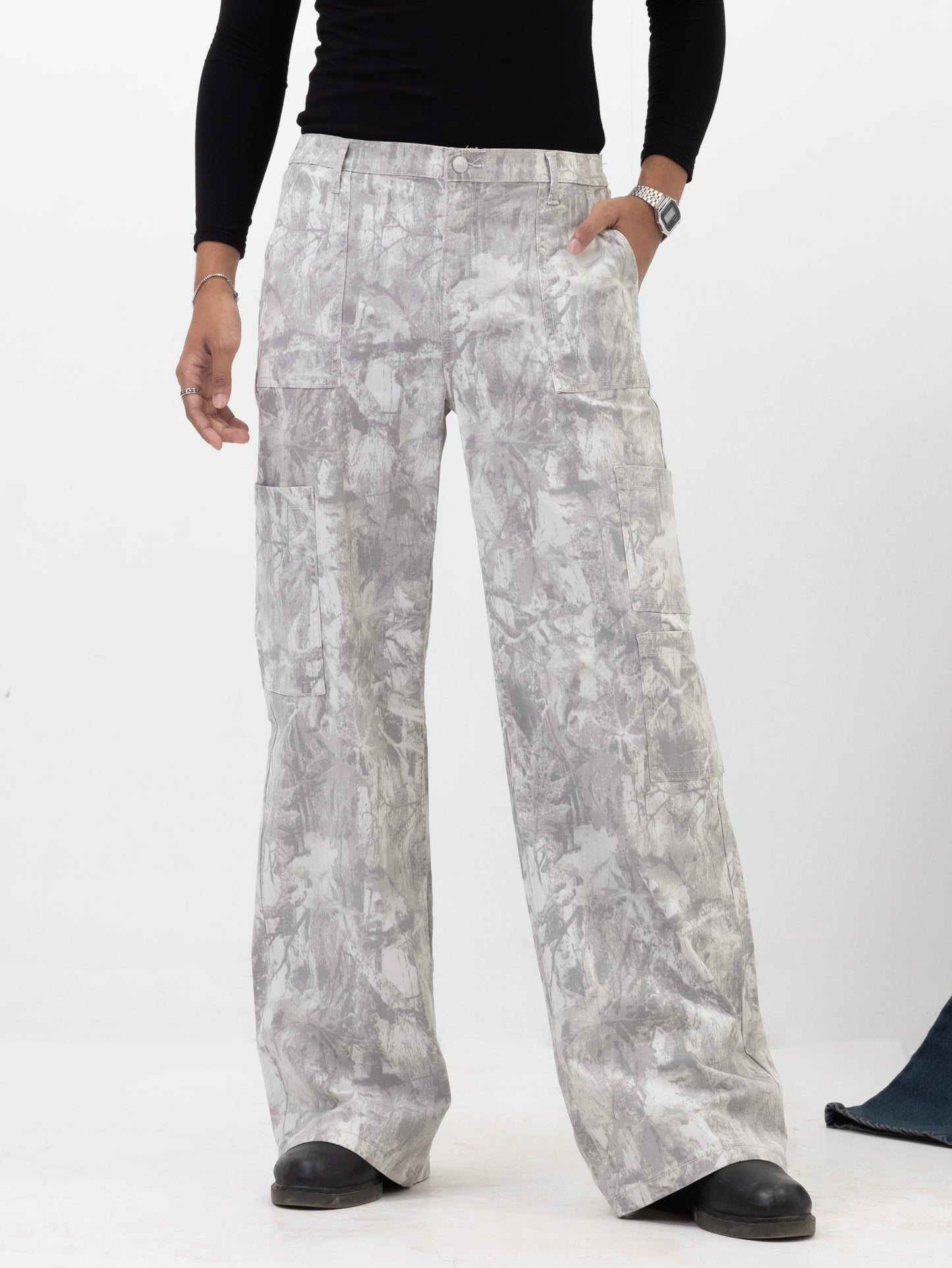 Aajkaal Stone-Wash Canvas Cargo Pant