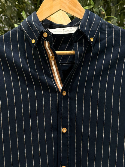 Navy Blue Old Money Full Sleeve Shirt