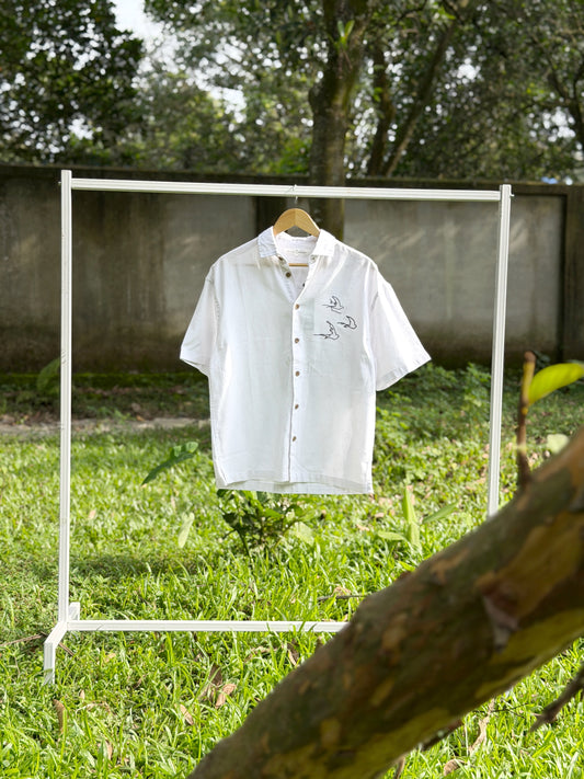 Aajkaal Dropshoulder Half Sleeve Shirt - White