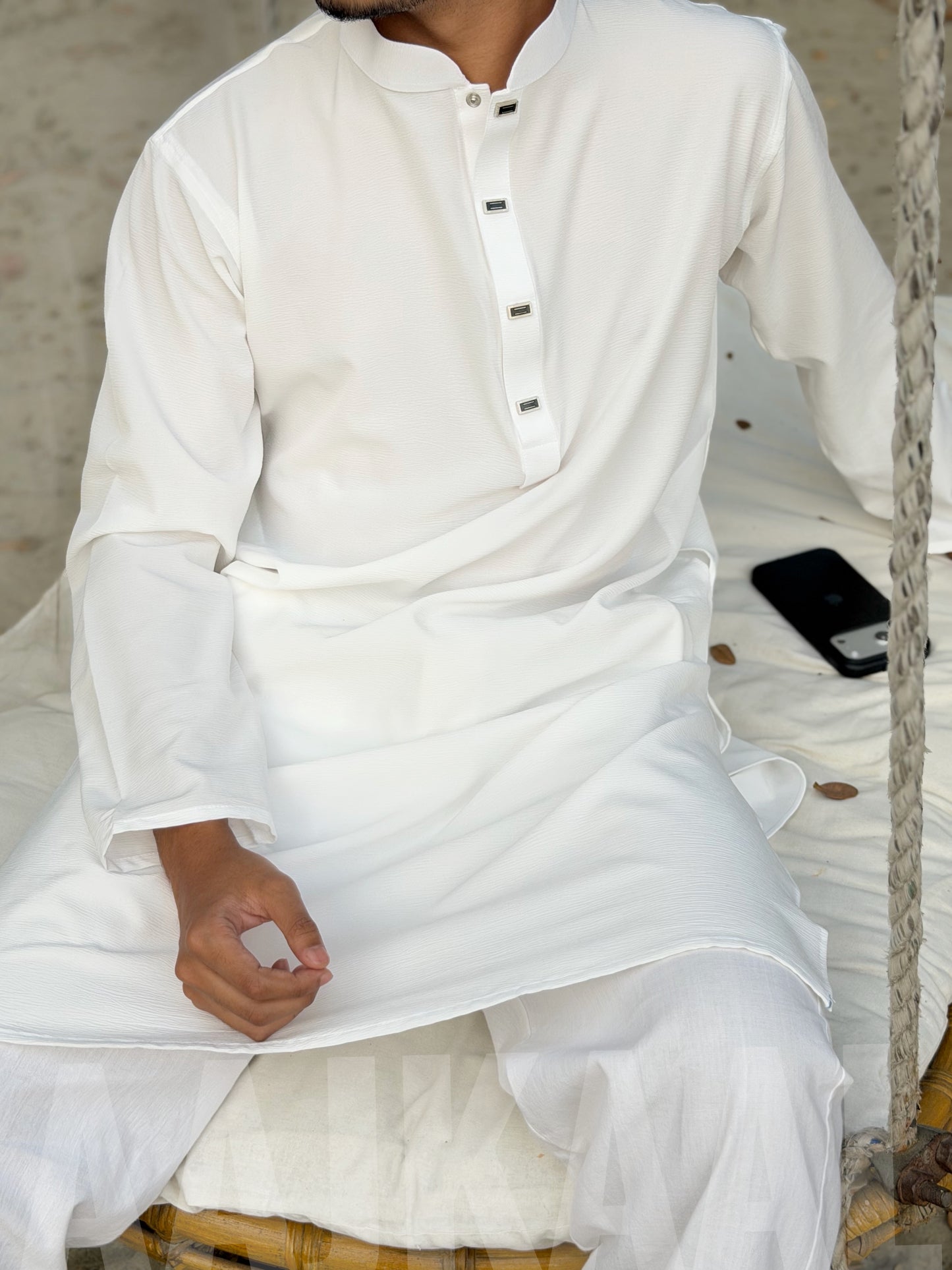 AajKaal Moon White Minimul Panjabi