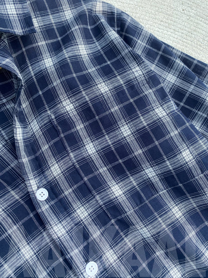 Fancy Navy Blue Check Shirt